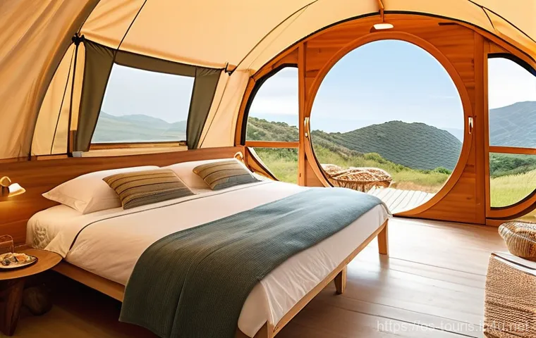 호텔 관광업의 변화와 미래 - **A futuristic yet cozy hotel room in a vibrant Spanish city, showcasing extreme personalization and...